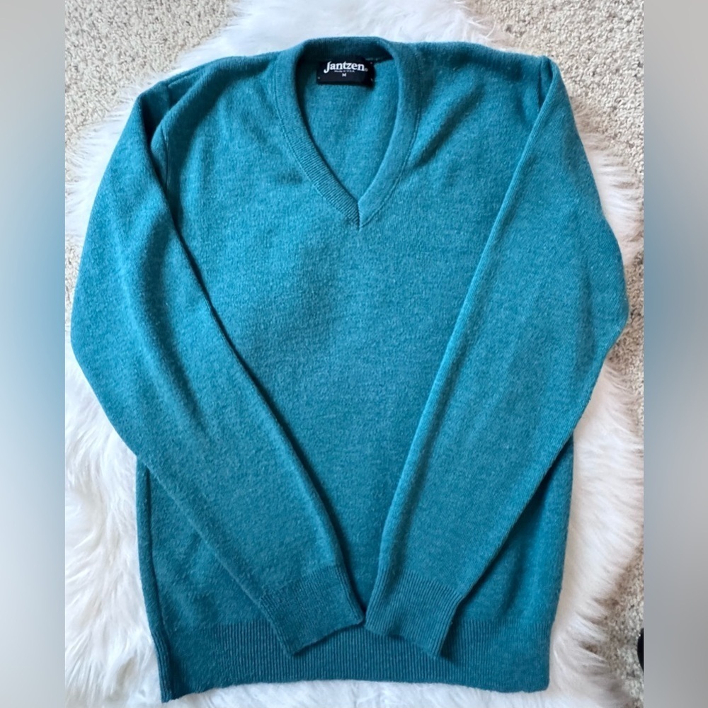 Vintage Jantzen Men's M Teal Sweater